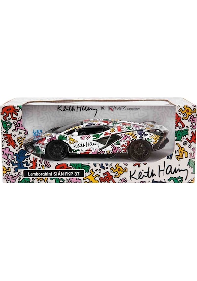 1:32 Sesli Ve Işıklı Rmz Hobby Keith Haring Serisi Die Cast Çek Bırak Model Araba - Renkli Lamborghi