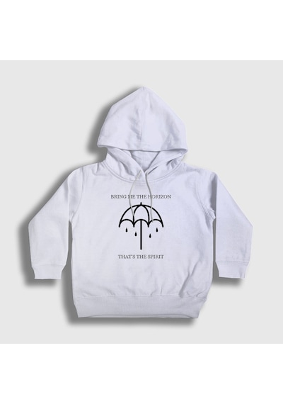 Presmono Unisex Çocuk Spirit Bring Me The Horizon Kapüşonlu Sweatshirt Beyaz