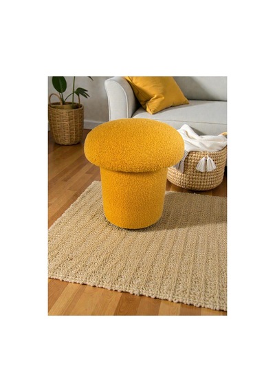 Mushroom Mantar Puf, Teddy Kumaş, Mavi - Hardal Renk Hardal Hardal