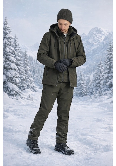 Vatan Tekstil İçi Polarlı Kışlık İthal Softshell Rüzgar Geçirmez Su İtici Kumaş Erkek Pantolon Haki