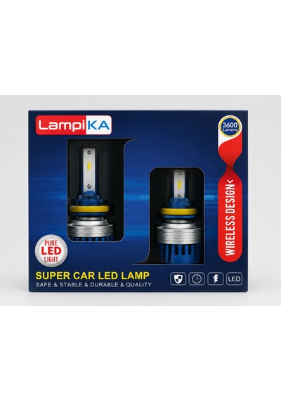 Üniversal Lampika Marka Carub Led Xenon H11 Soketli 3600 Lümen Beyaz Far Ampulü