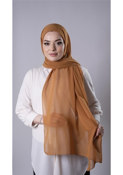Hürrem Bone Hardal Pratik Hazır Geçmeli Şal Şifon Kumaş Hijab Bone 3009 43