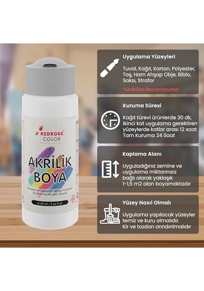Beyaz Akrilik Boya 60 Ml 0,15 L