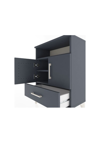 Arges Komodin 3 Raflı Tek Çekmeceli 2 Kapaklı 60x30x80 Antrasit-antrasit Antrasit