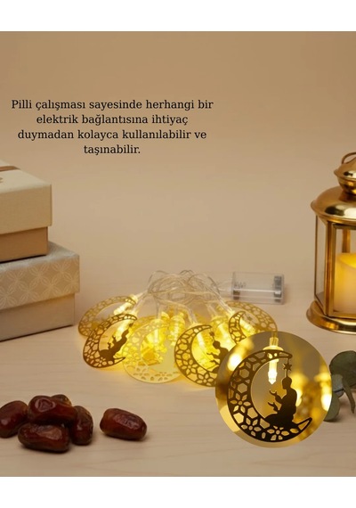 Secde Eden Adam Figürlü Ay Tasarımlı Ramazan Led Işık Diğer