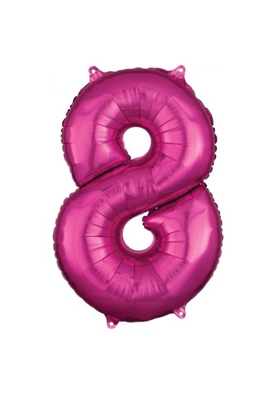 8 Rakam Koyu Pembe Folyo Balon 80 CM