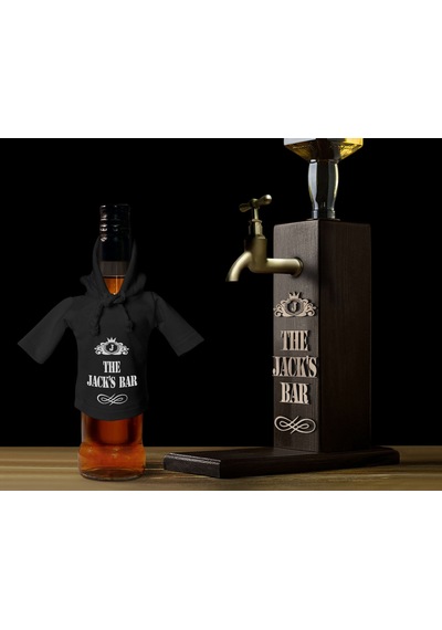Bk Gift Kişiye Özel Kabartma İsimli Musluklu Doğal Ahşap İçki Standı Ve Siyah İçki Şişesi Tişörtü Hediye Seti, Home Bar, Viski Çeşmesi, Ahşap İçecek Çeşmesi-6 93176375