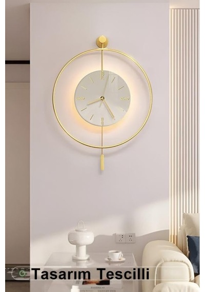 Iskandinav Kristal 60 Cm Gold - Pilli Led 3adet Pil Ile Geldmektedir - Metal Duvar Saati Diğer