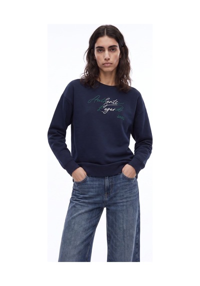 Jeep Lacivert Kadın Bisiklet Yaka Loose Fit Nakışlı Sweatshirt J6wl-swt7036