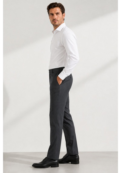 Bihan Store Erkek Regular Fit Kumaş Pantolon - Rahat Kesim, Esnek Kumaş, Pilesiz 008-füme