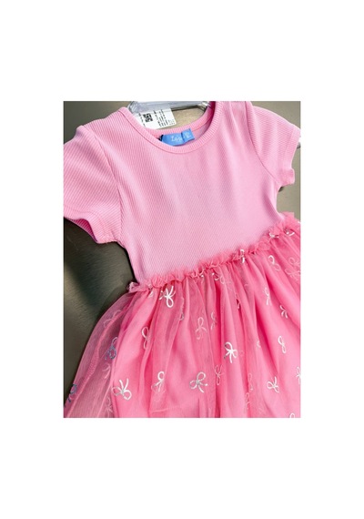 Poala Kids Fiyonklu Tül Elbise Pembe