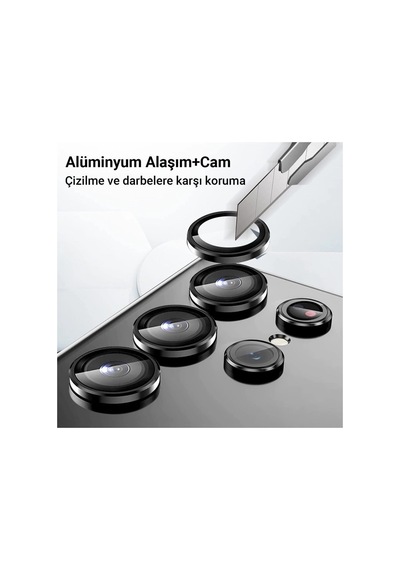 Samsung Galaxy Uyumlu Z Fold 5 Valdez Metal Kamera Lens - Krem Siyah