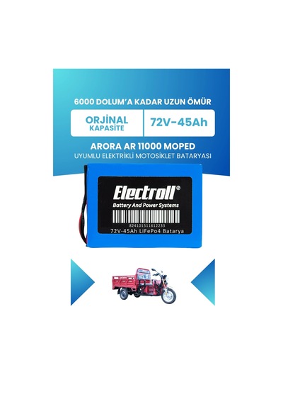 Arora Ar 11000 Moped Batarya Standart Kapasite Lifepo4 72v 45ah Elektrikli Motosiklet Bataryası