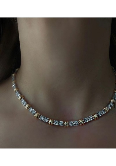 Pinery Jewels Tiff Suyolu X Zirkon Taşlı Kolye Altın