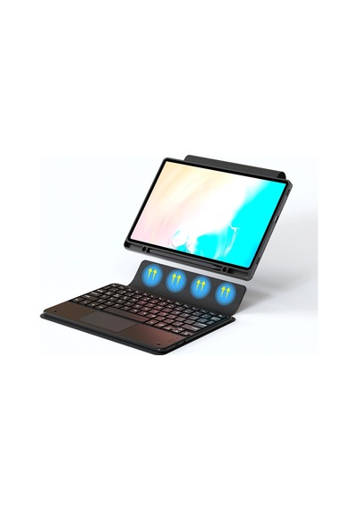 Galaxy Uyumlu Tab S9 Fe Plus Zore Border Keyboard Bluetooh Bağlantılı Standlı Klavyeli Tablet Kılıfı Klasik