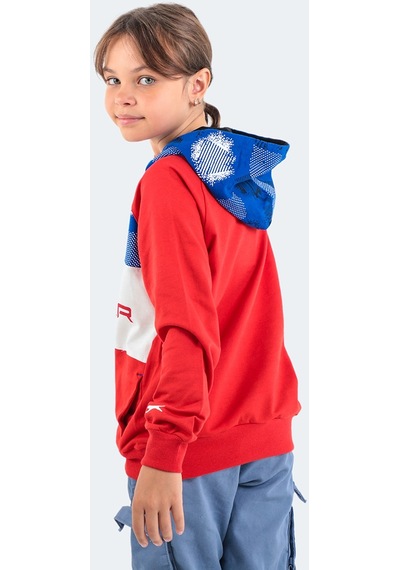 Slazenger DRAGICA IN Çocuk Kapüşonlu Cepli Kırmızı Sweatshirt