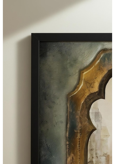 1 Adet Doğal Ahşap Çerçeveli Minimalist Soyut Çizim Vintage Tablo