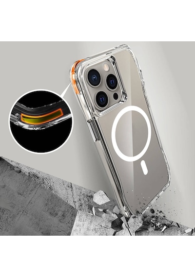 Apple Uyumlu iPhone 15 Pro Max Kılıf M-safe Şarj Özellikli Airbagli Şeffaf Zore İncek Kapak Seffaf