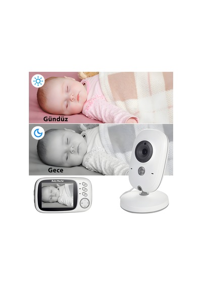 Vb603 3.2 İnç Lcd 2.4ghz Kablosuz Gözetim Kamerası Bebek Monitörü, İki Yönlü Konuşma Desteği, Gece Görüşü Beyaz