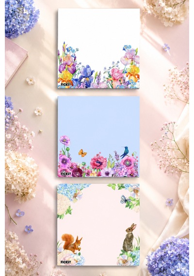 Çiçek Bloknot - 9 9 Cm Ebat- 50 Yaprak - Notepad - Memopad - Çizgisiz Not Kağıdı- To Do List - 3581