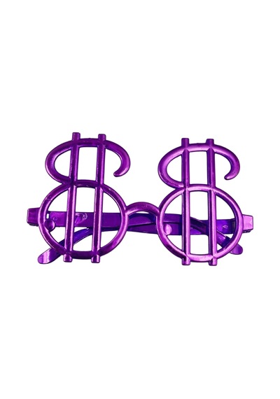 Parti Gözlük Plastik Camsız Dolar Temalı Mor 14x6 Cm Tüm Yaşlar