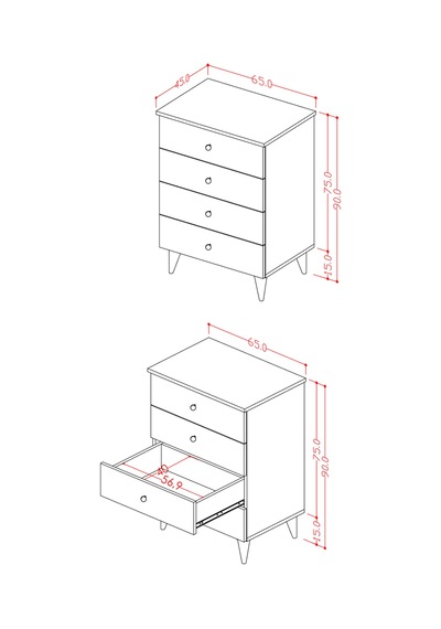 Lüks 4 Çekmeceli Şifonyer Komodin %100 Mdf Çok Amaçlı Düzenleyici Şf01 Karına