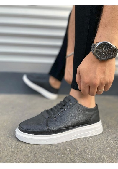 Jy0535 Prime Bağcıklı Cilt Erkek Günlük Sneaker Ayakkabı Cbt - Siyah Siyah
