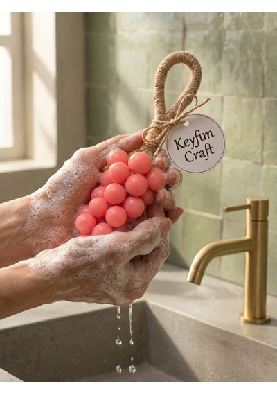 Keyfim Craft El Yapımı Pembe Üzüm Tanesi Tasarımlı Banyo Ve Dekoratif Sabun Lavanta