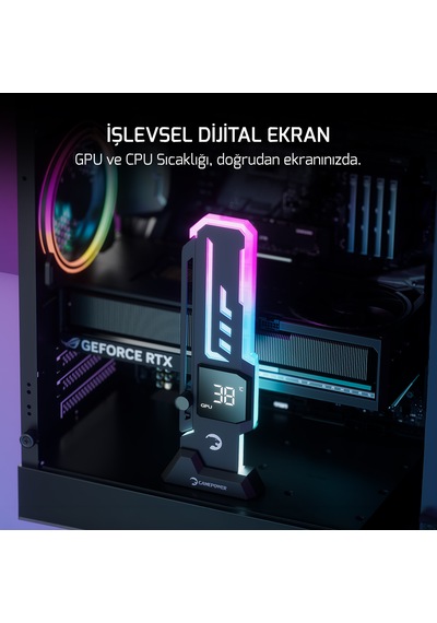 Gamepower Heatsync V2 Argb Dikey Ekran Kartı Tutucu Siyah