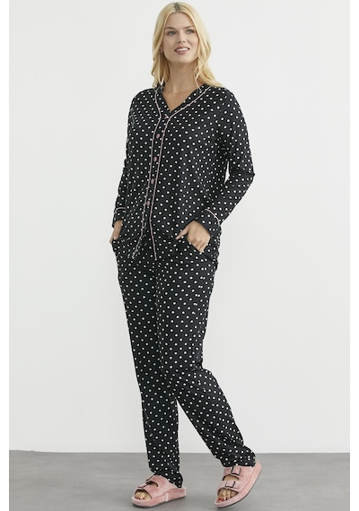 Sementa Biyeli Gömlek Model Pijama Takım - Siyah Siyah