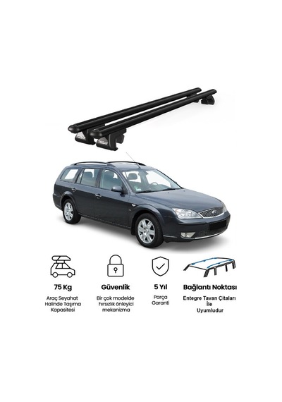 Venüs Ford Mondeo Statio Wagon Mkııı 2001-2007 Uyumlu Siyah Ara Atkı Port Bagaj Tavan Barı