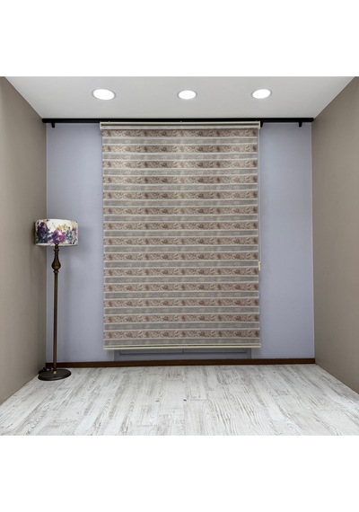 Amora Serisi Antik Bronz Renkli Kahverengi Desenli Modern Zebra Perde