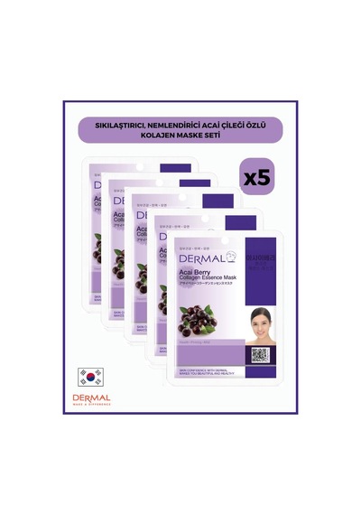 Dermal Acai Çileği Özlü Kollajen Maskesi 5 x 23 G