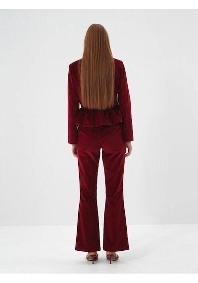 Xint Bordo Lüks Dokulu Soft Kadife Regular Fit Pantolon 201297
