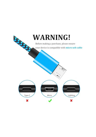 Micro-usb Hızlı Şarj Kablosu, 1 Metre, 2.1a, Kopmaz Naylon Örgülü Veri Kablosu, Samsung, Xiaomi Ve Micro-usb Girişli Tüm Cihazlar İle Uyumlu, 1 Yıl Garantili