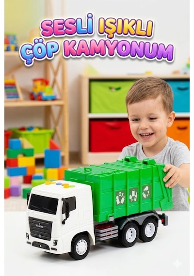 Sesli Işıklı Çöp Kamyonu - Minik Şoförlerin Favorisi 28 Cm Eğitici Eğlenceli Oyuncak