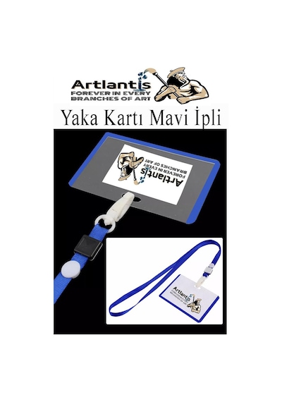 Mavi İpli Yaka Kartı 1 Adet Ayarlanabilir Boyuna Asma Kimlik Koruyuculu Pvc Mavi Yaka Kartlığı Seyehat Ofis Okul Büro