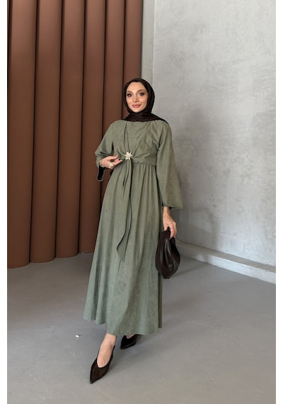 Riella Butik Pavera Tesettür Elbise Yeşil
