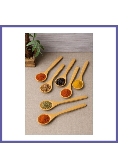 Bezos 6 Lı Ahşap Küçük Baharat Kaşığı 13 Cm Nıda