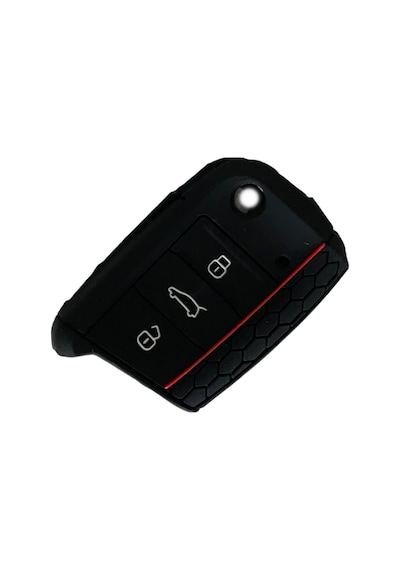 Silikon Anahtar Kabı- Volkswagen/Golf7 Siyah-Kırmızı Çizgili / Sy