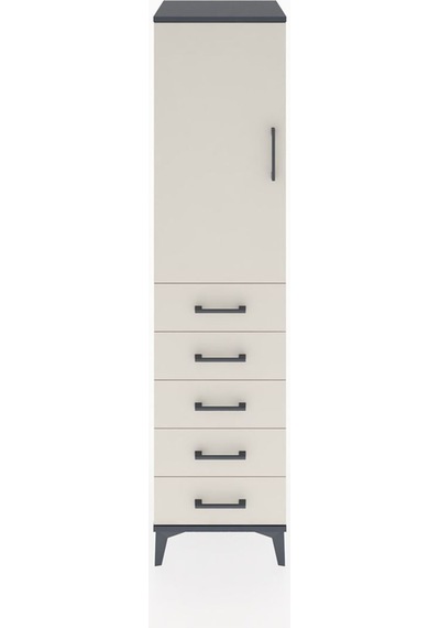 Hyperion Dolap 2 Raflı 5 Çekmeceli Tek Kapaklı 44x44x182 Antr... Antrasit