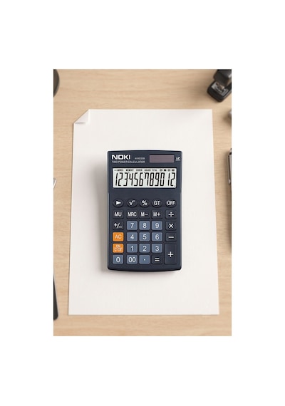 Hesap Makinesi Siyah 11x17 Cm 1 Adet Noki Mc008 12 Haneli Küçük Boy Masaüstü Hesap Makinası Kaliteli Ofis Büro