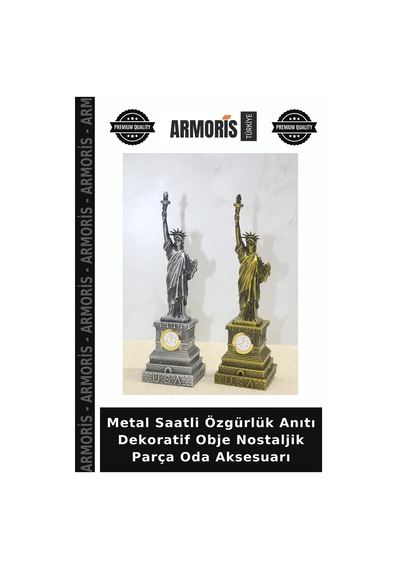 Metal Saatli Özgürlük Anıtı Dekoratif Obje Nostaljik Parça Oda Aksesuarı Çok Renkli