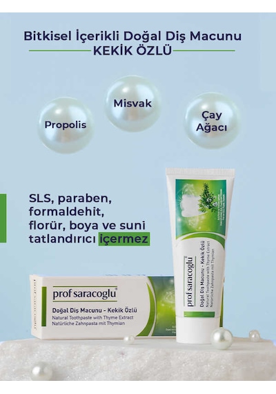 Kekik Özlü Doğal Diş Macunu Bitkisel İçerikli 75 Ml