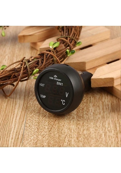 1'de 12v 24v Usb Araç Şarj Cihazı + Led Dijital Voltmetre + Termometre Araç Şarj Cihazı Voltmetre Çakmak Newway