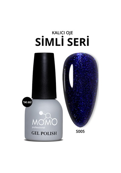 Momo Professional Kalıcı Oje S005 Simli Safir Mavi 14 Ml