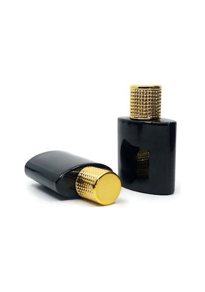 Parfüm Şişesi 50 Ml 2 Adet Özel Siyah Elips Kolay Kapama Boş Şişe