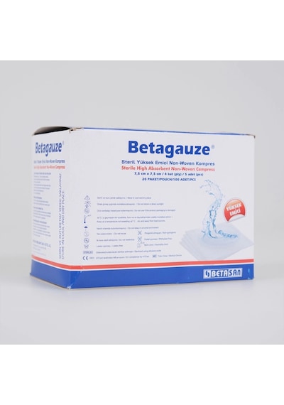 Betasan Beta Gauze Steril Nonwoven Kompres 7,5cmx7,5cm 5x20 - 100'lü Kutu