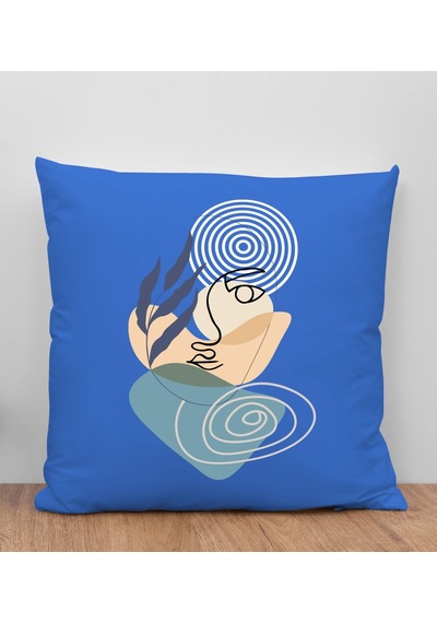 Bk Gift Modern Art Tasarımlı Mavi Kırlent Yastık, Arkadaşa Hediye, Ev Dekorasyonu, Ev Hediyesi-3
