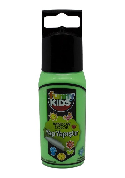 Rich Funny Kids Yap Yapıştır Cam Boyası 60cc 7526 Neon Yeşil